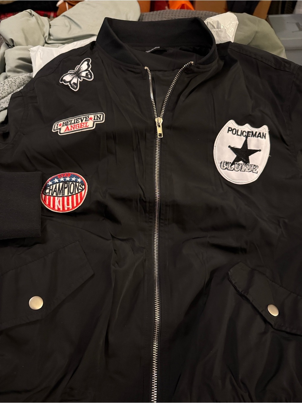 Kids Black Patch Bomber Jacket - Unbranded